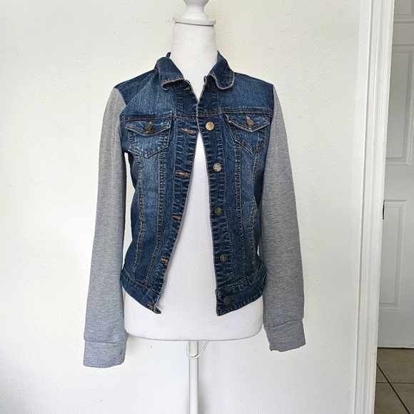 Jean and gray sleeve jacket size Medium - Picture 3 of 15